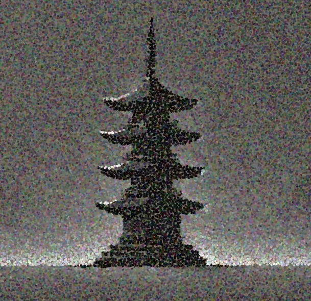 A pagoda made of tiny written wishes